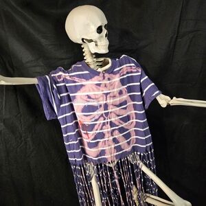Striped Purple Skeleton Fringe Tee